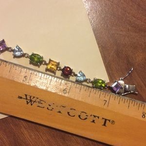 SS Bracelet Genuine Topaz Peridot Garnet Amethyst